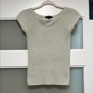 Silver Short Sleeve sweater tee top Xs modern elegant